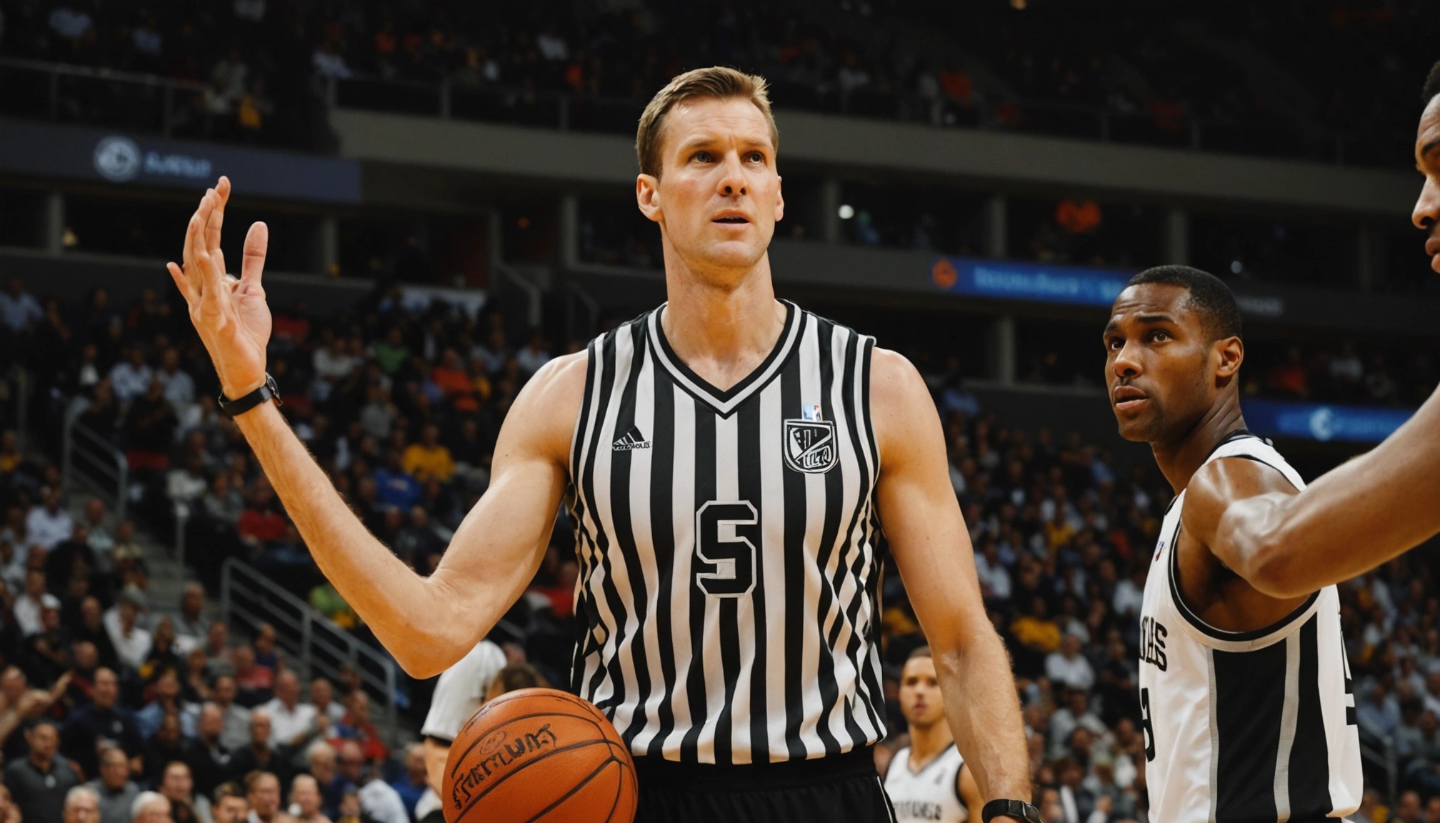 В баскетболе, что означает жест судьи: Руки перекрещены перед грудью, ладони открыты - Жесты и сигналы судьи в баскетболе: Значение каждого знака